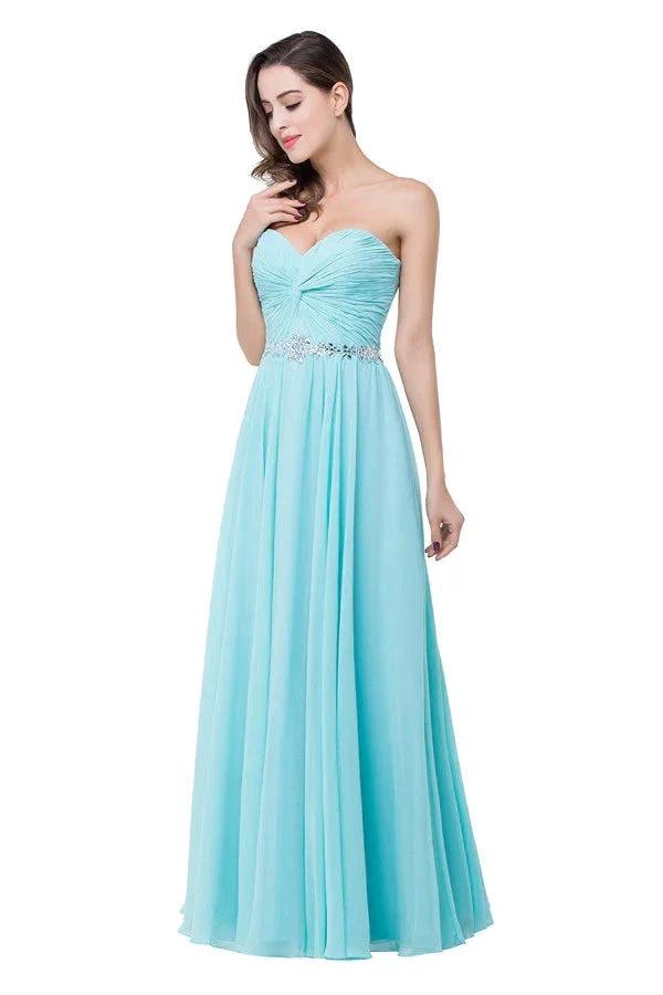 A-line Floor-length Ruffle Chiffon Sweetheart Bridesmaid Dresses by misshow.com