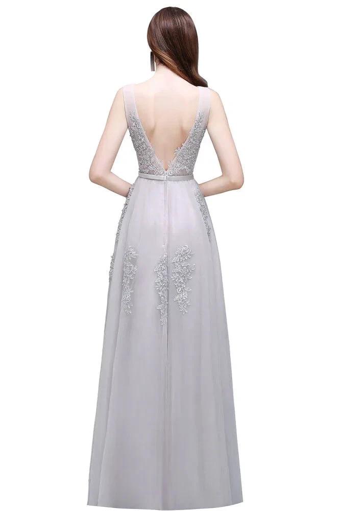 A-line Floor-length Tulle Bridesmaid Dress with Appliques by misshow.com
