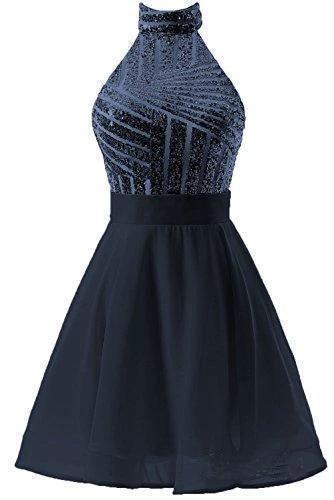 A-Line Halter Short Pink Chiffon Homecoming/Cocktail Dress with Sequins PD064 by pgmdress