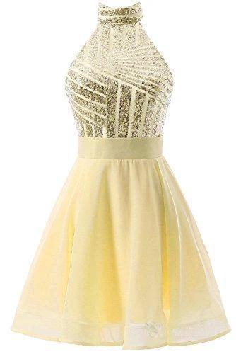 A-Line Halter Short Pink Chiffon Homecoming/Cocktail Dress with Sequins PD064 by pgmdress