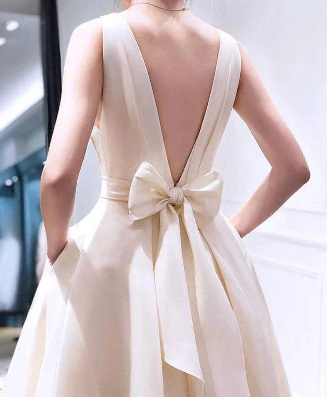 A-line High Low V Neck Short Prom Dress Homecoming Dress PG667 by pgmdress