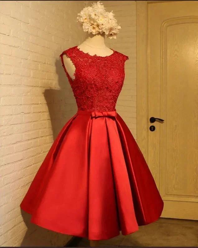 A-line Homecoming Dress Chic Red Short Prom Dress Party Dress PD388 by pgmdress