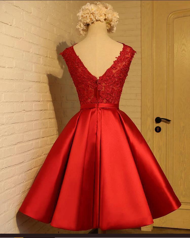 A-line Homecoming Dress Chic Red Short Prom Dress Party Dress PD388 by pgmdress