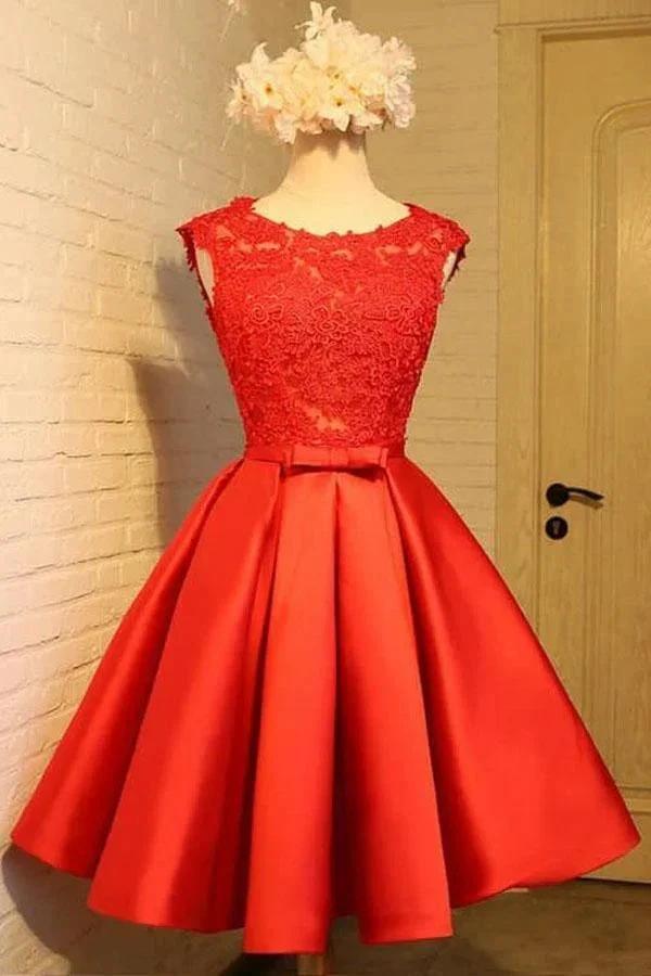 A-line Homecoming Dress Chic Red Short Prom Dress Party Dress PD388 by pgmdress