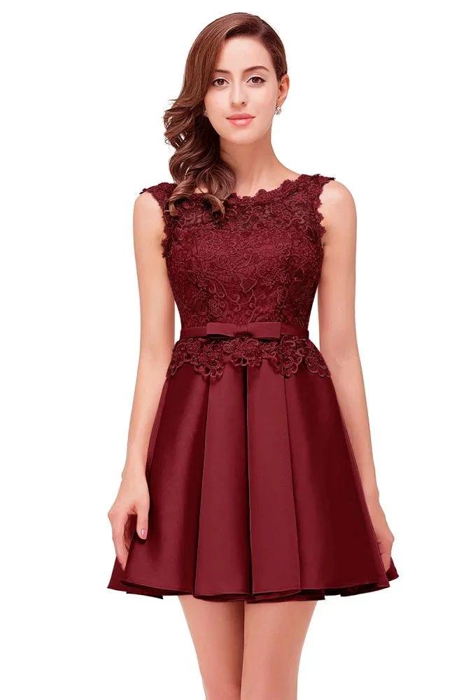 A-line Knee-length Satin Homecoming Dress with Lace by misshow.com