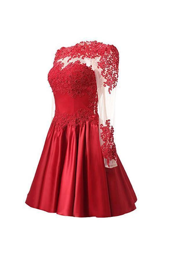 A Line Long Sleeves With Applique Homecoming Dresses PG088 by pgmdress