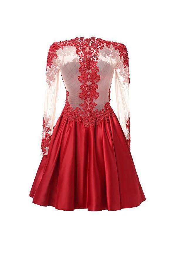 A Line Long Sleeves With Applique Homecoming Dresses PG088 by pgmdress