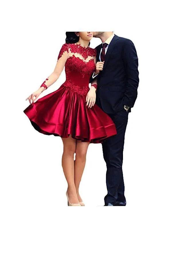 A Line Long Sleeves With Applique Homecoming Dresses PG088 by pgmdress