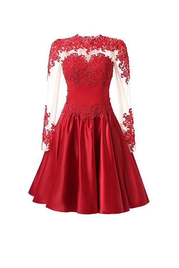 A Line Long Sleeves With Applique Homecoming Dresses PG088 by pgmdress