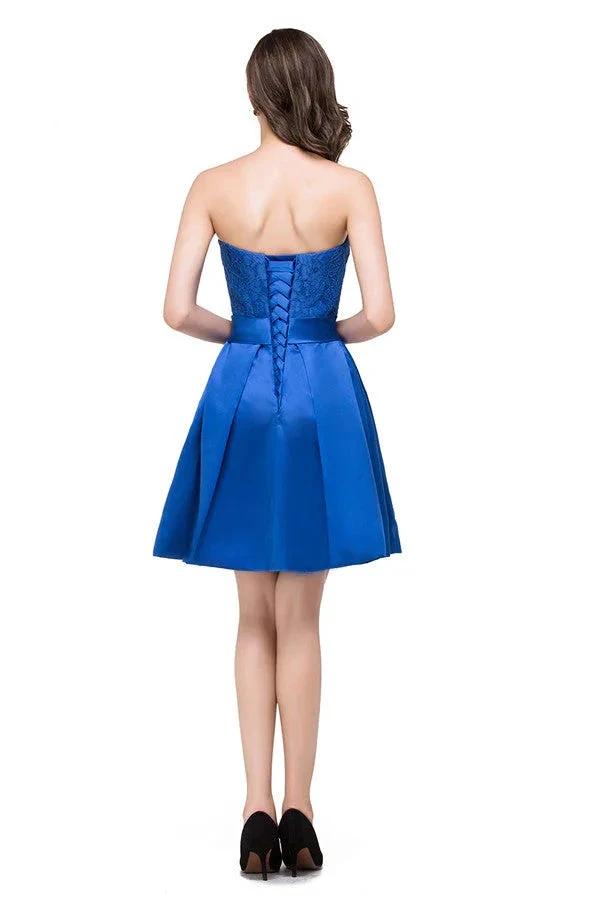 A-line Mini Lace-up Strapless Bridesmaid Dresses by misshow.com