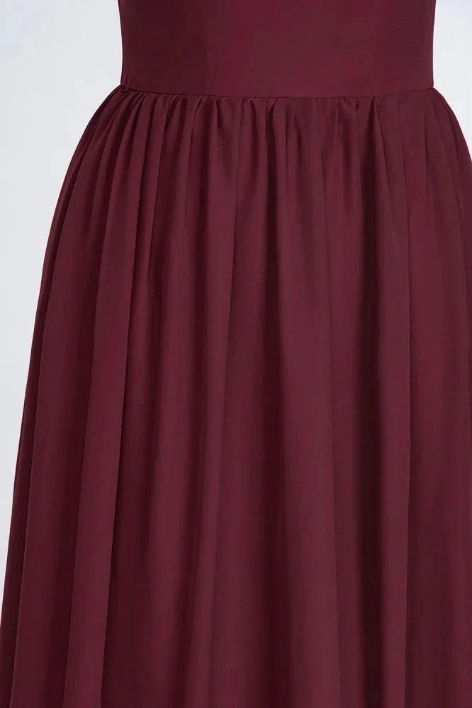A-Line One-Shoulder Beadings Sleeveless Ruffles Bridesmaid Dress Floor Length Maid of Honor Dress by misshow.com