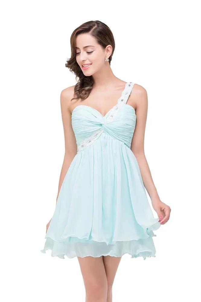 A-line One Shoulder Chiffon Homecoming Dress by misshow.com