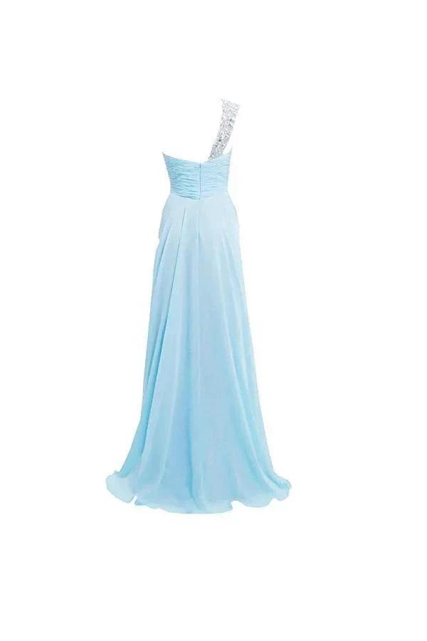A line One Shoulder Long Bridesmaid Prom Dresses PG266 by pgmdress