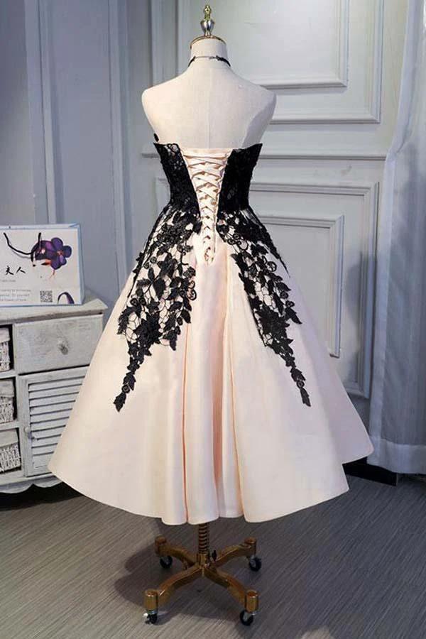 A-line Satin Sweetheart Lace Short Prom Dresses Homecoming dresses PD151 by pgmdress