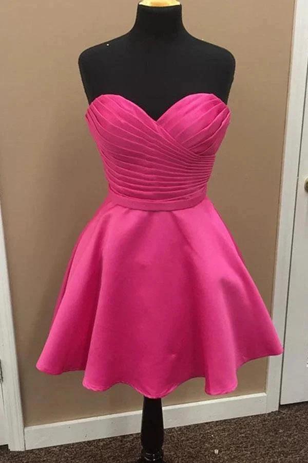 A-line Satin Sweetheart Simple Homecoming Dresses Short Prom Dress PD277 by pgmdress