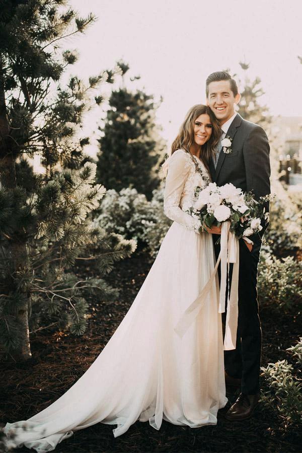 A-line Scoop Lace Wedding Dress Long Sleeve Rustic Wedding Dresses WD521 by pgmdress