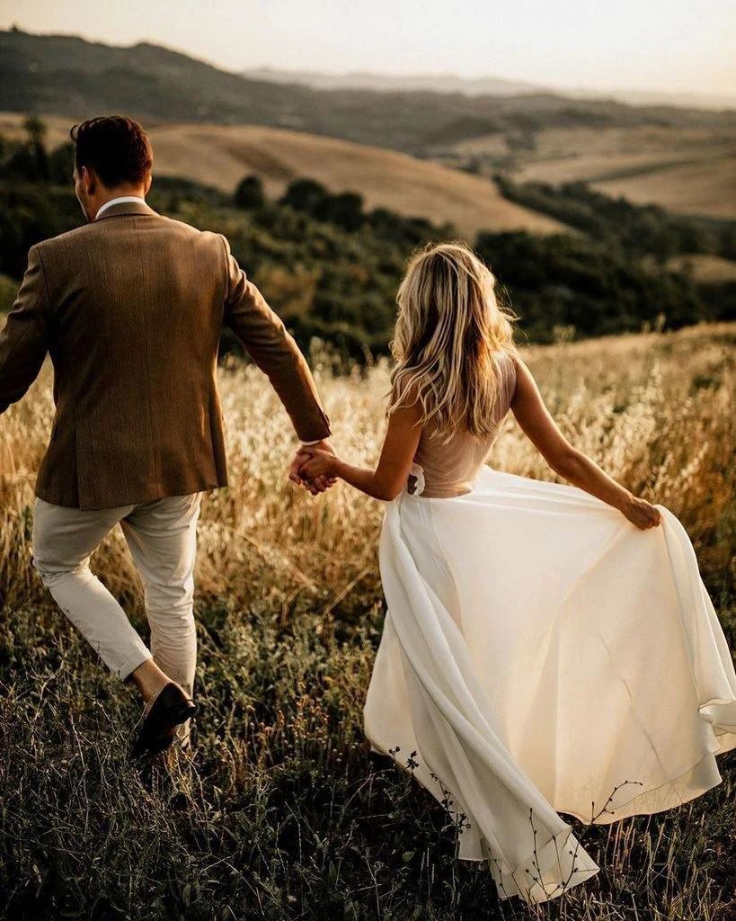 A-line See Through Floor Length Beach Wedding Dresses Rustic Bridal Dresses WD498 by pgmdress