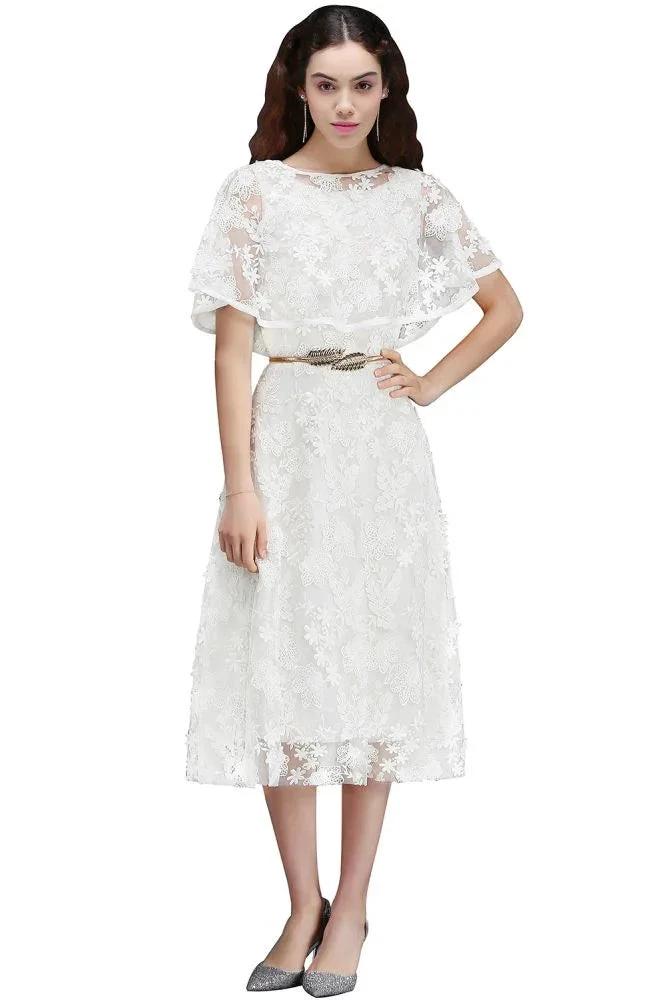 A-line Short Lace Crystal Homecoming Dress by misshow.com