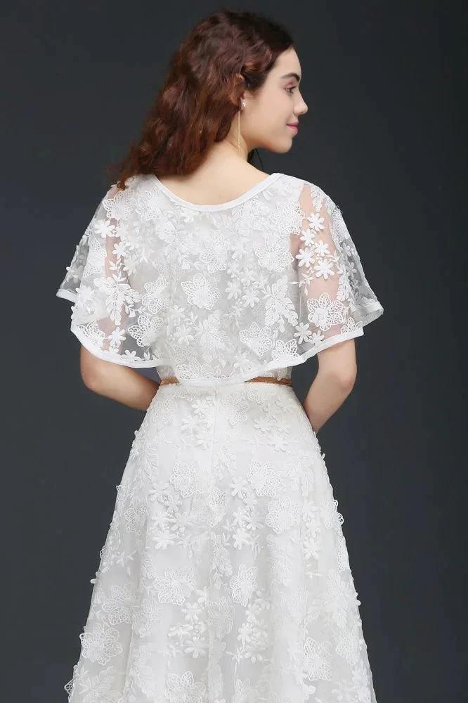 A-line Short Lace Crystal Homecoming Dress by misshow.com