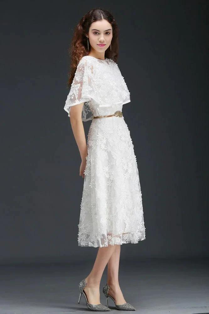A-line Short Lace Crystal Homecoming Dress by misshow.com