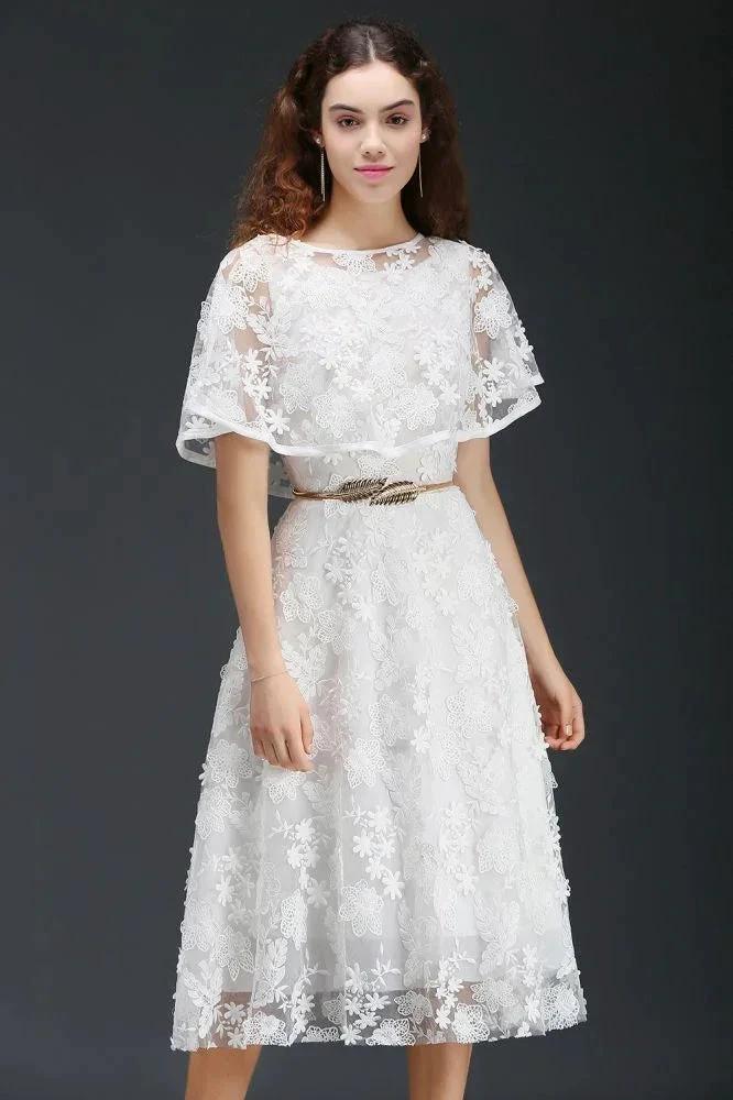 A-line Short Lace Crystal Homecoming Dress by misshow.com