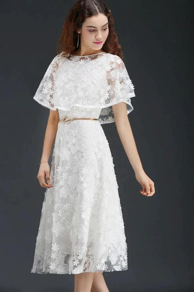 A-line Short Lace Crystal Homecoming Dress by misshow.com