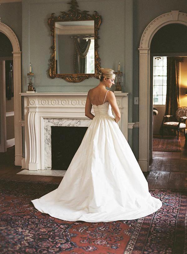 A-line Sleeveless Spaghetti Strap Lace Wedding Dress WD049 by pgmdress