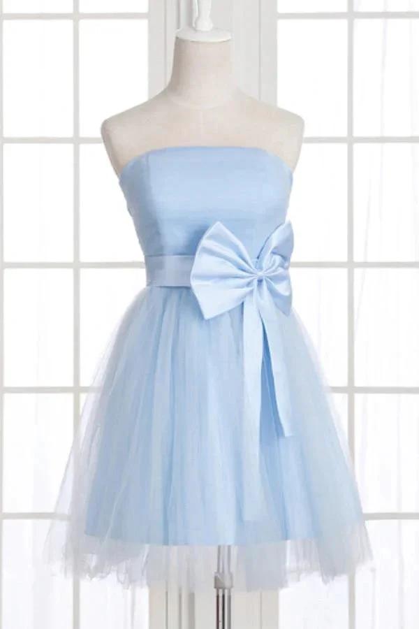 A-Line Strapless Bowknot Short Prom Dresses Homecoming Dress PG148 by pgmdress