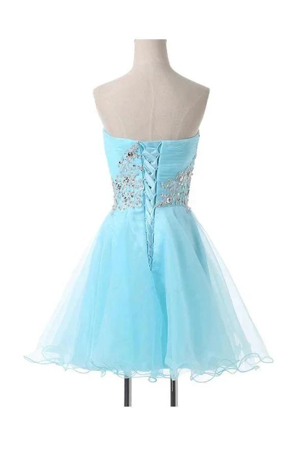 A-Line Sweetheart Appliques Beading Lace-Up Homecoming Dress PG083 by pgmdress