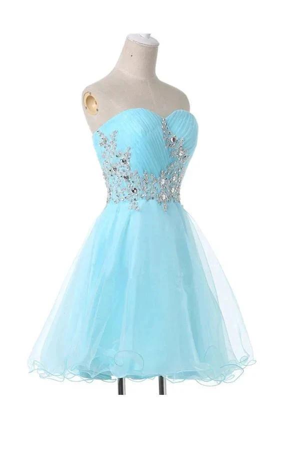 A-Line Sweetheart Appliques Beading Lace-Up Homecoming Dress PG083 by pgmdress
