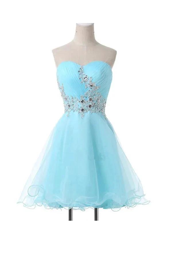 A-Line Sweetheart Appliques Beading Lace-Up Homecoming Dress PG083 by pgmdress