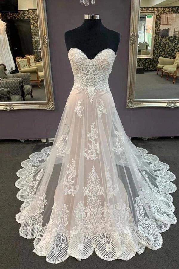 A Line Sweetheart Sleeveless Appliques Wedding Dress Bridal Gown WD507 by pgmdress
