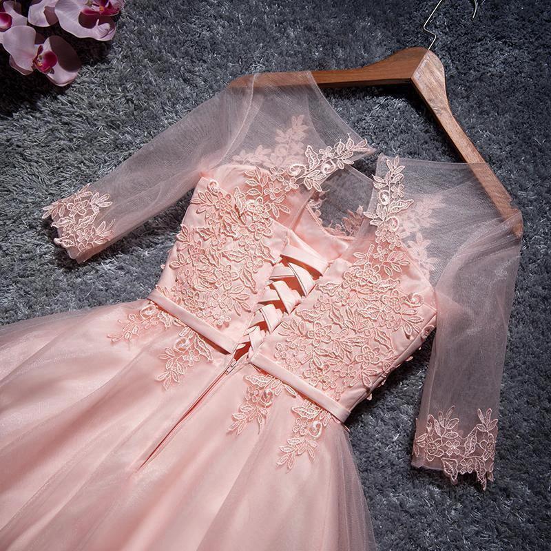 A-line Tulle Homecoming Dresses Scoop Pink Short/Mini Prom Dresses PD048 by pgmdress