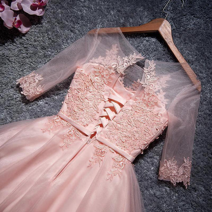 A-line Tulle Homecoming Dresses Scoop Pink Short/Mini Prom Dresses PD048 by pgmdress