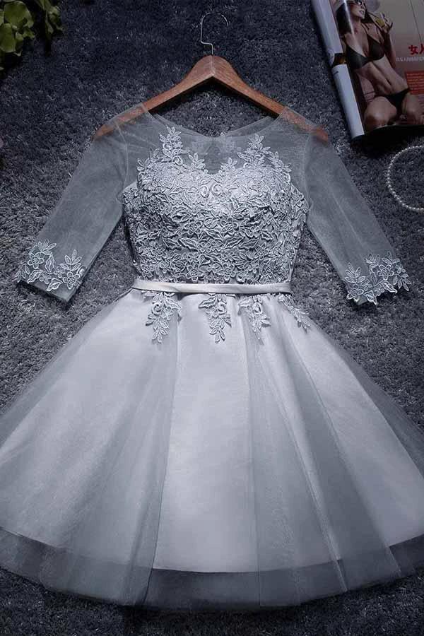 A-line Tulle Homecoming Dresses Scoop Short/Mini Prom Dresses PD047 by pgmdress