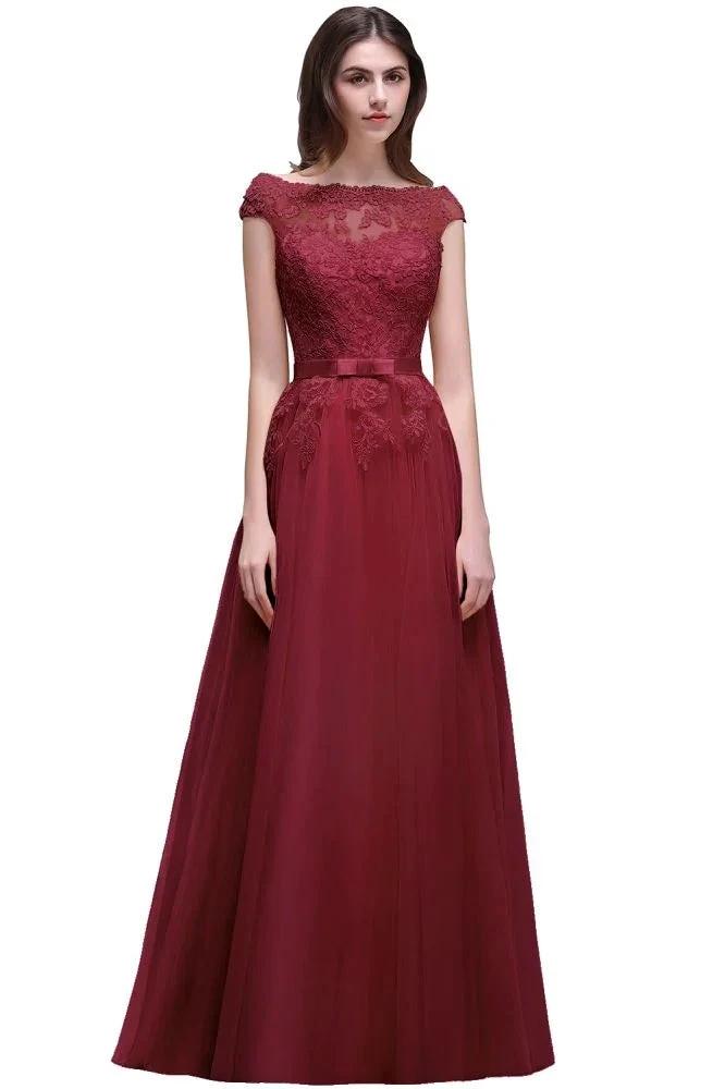 A-line Tulle Lace Appliques Floor-Length Prom Dress by misshow.com