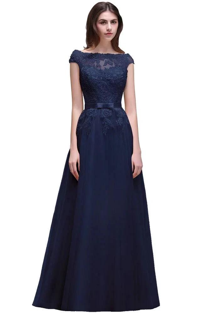 A-line Tulle Lace Appliques Floor-Length Prom Dress by misshow.com