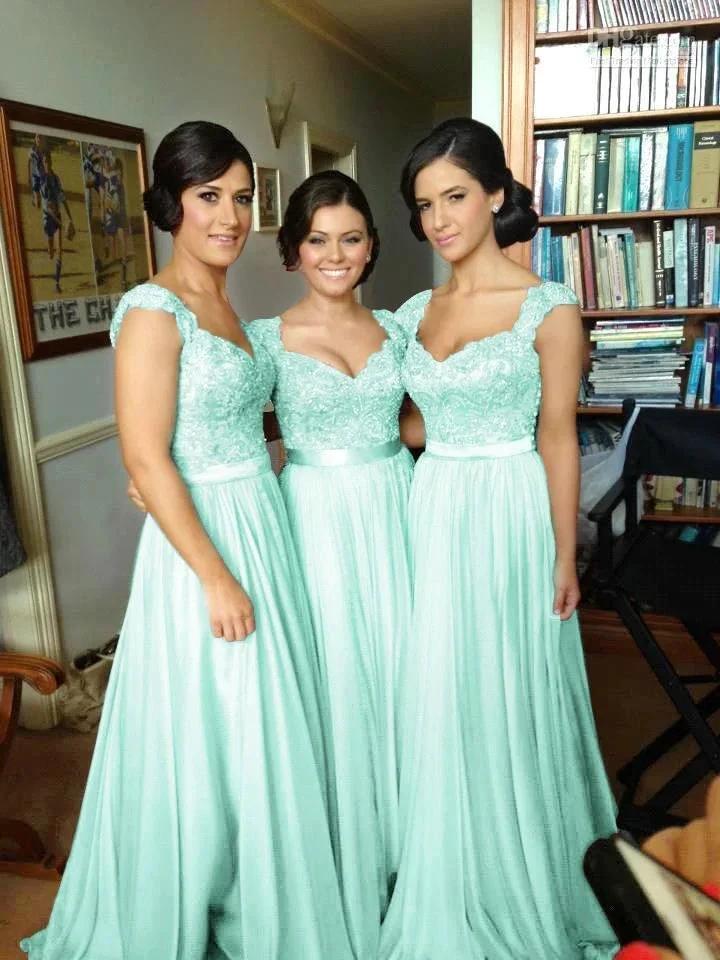 A-line V Neck Chiffon Bridesmaid Dress with Appliques by misshow.com