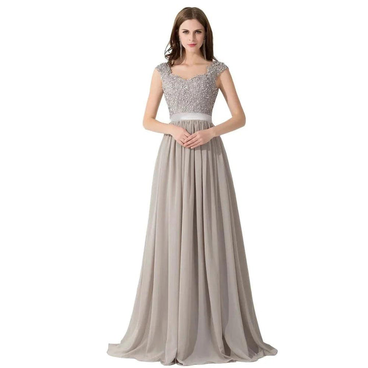 A-line V Neck Chiffon Bridesmaid Dress with Appliques by misshow.com