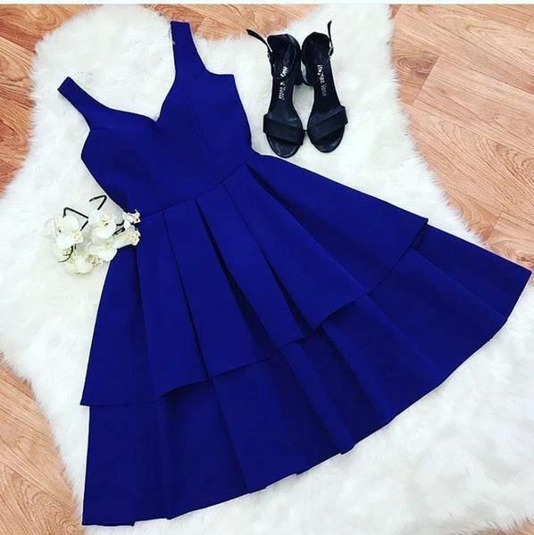 A Line V Neck Short Royal Blue Prom Dresses Homecoming Dresses PD348 by pgmdress