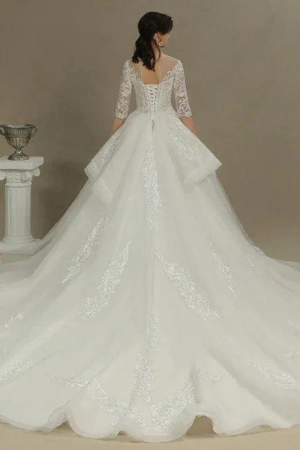 A-line Wedding dress | Wedding dresses with sleeves by misshow.com