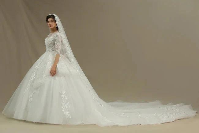 A-line Wedding dress | Wedding dresses with sleeves by misshow.com