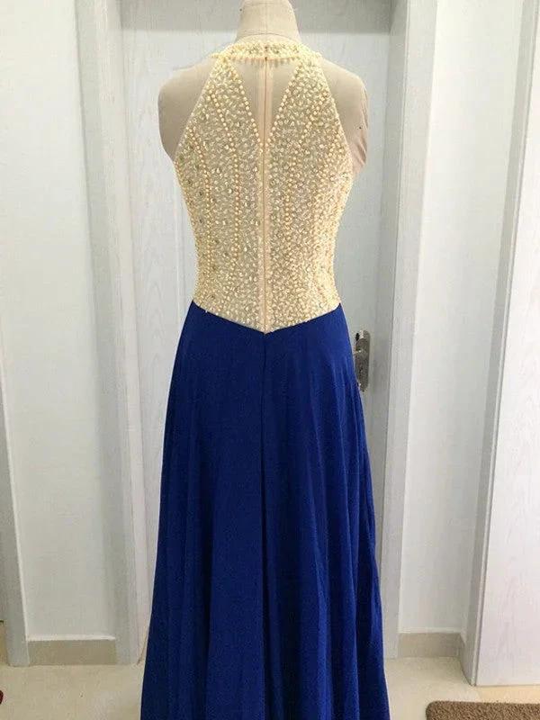 A-Line/Elegant Scoop Sleeveless Beading Chiffon Prom Dresses by misshow.com