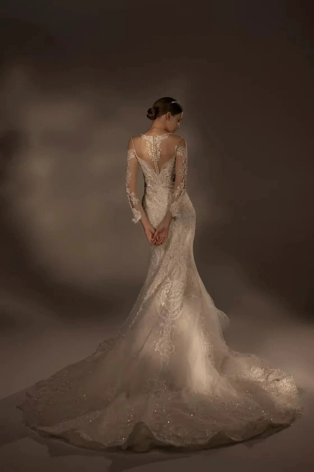 Exquisite Mermaid Halter Neck Illusion Lace Wedding Dress with Beaded Embroidery &amp; Keyhole Back H0010 by ZAPDRESS