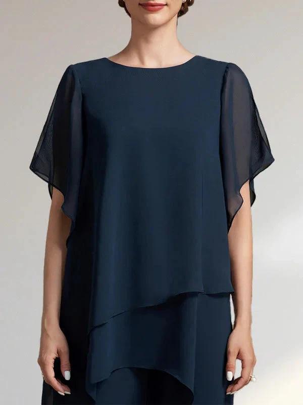 Separates Jumpsuit/Pantsuit Scoop Ankle-Length Chiffon Mother of the Bride Dress by Dreamylily