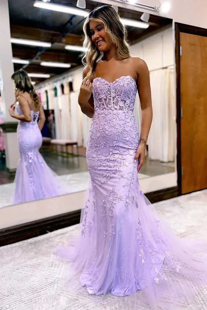 Evie |Mermaid Sweetheart Neck Lace Long Prom Dress With Appliques by KissProm