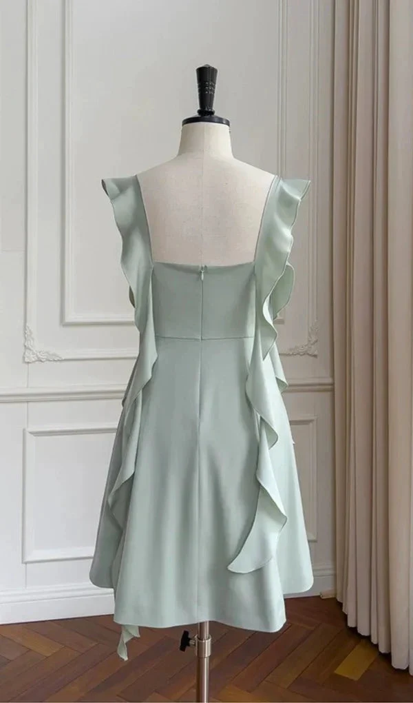 Fashion Green A Line Homecoming Dress Satin Mini Prom Dress Y7574 by simplepromdress