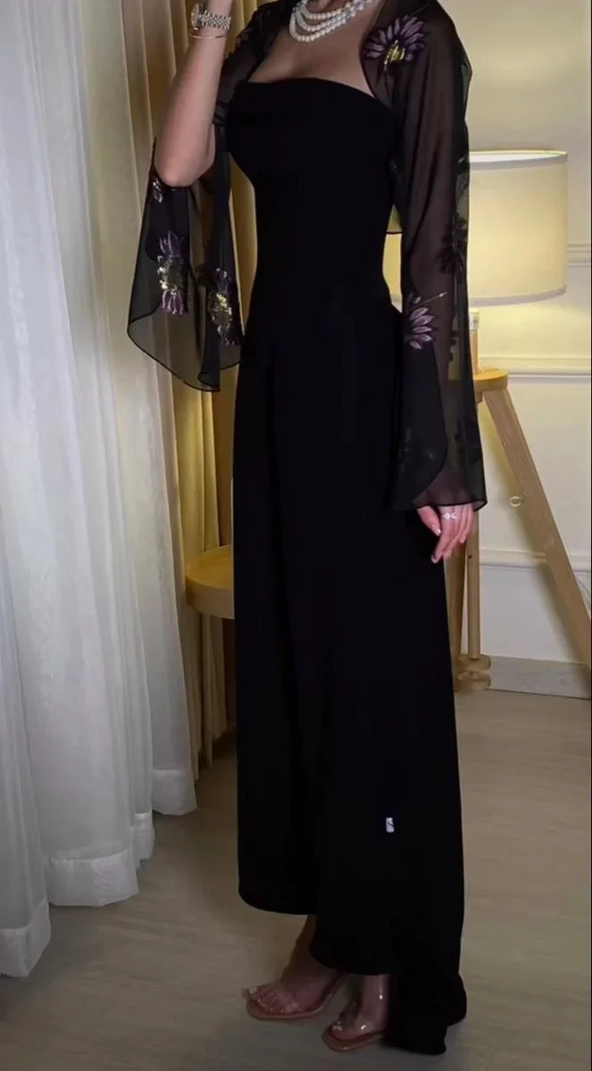 Elegant A Line Black Strapless Long Prom Dress Formal Evening Dress Y7610 by simplepromdress