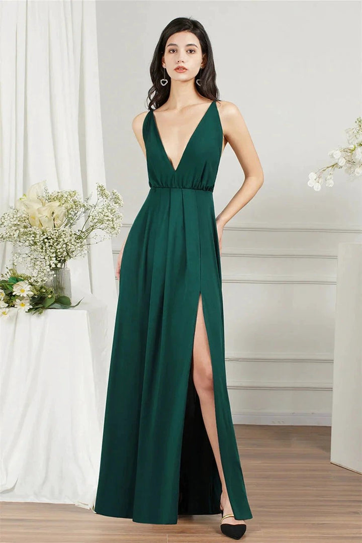 Affordable V-Neck Straps Chiffon Bridesmaid Dresses by misshow.com