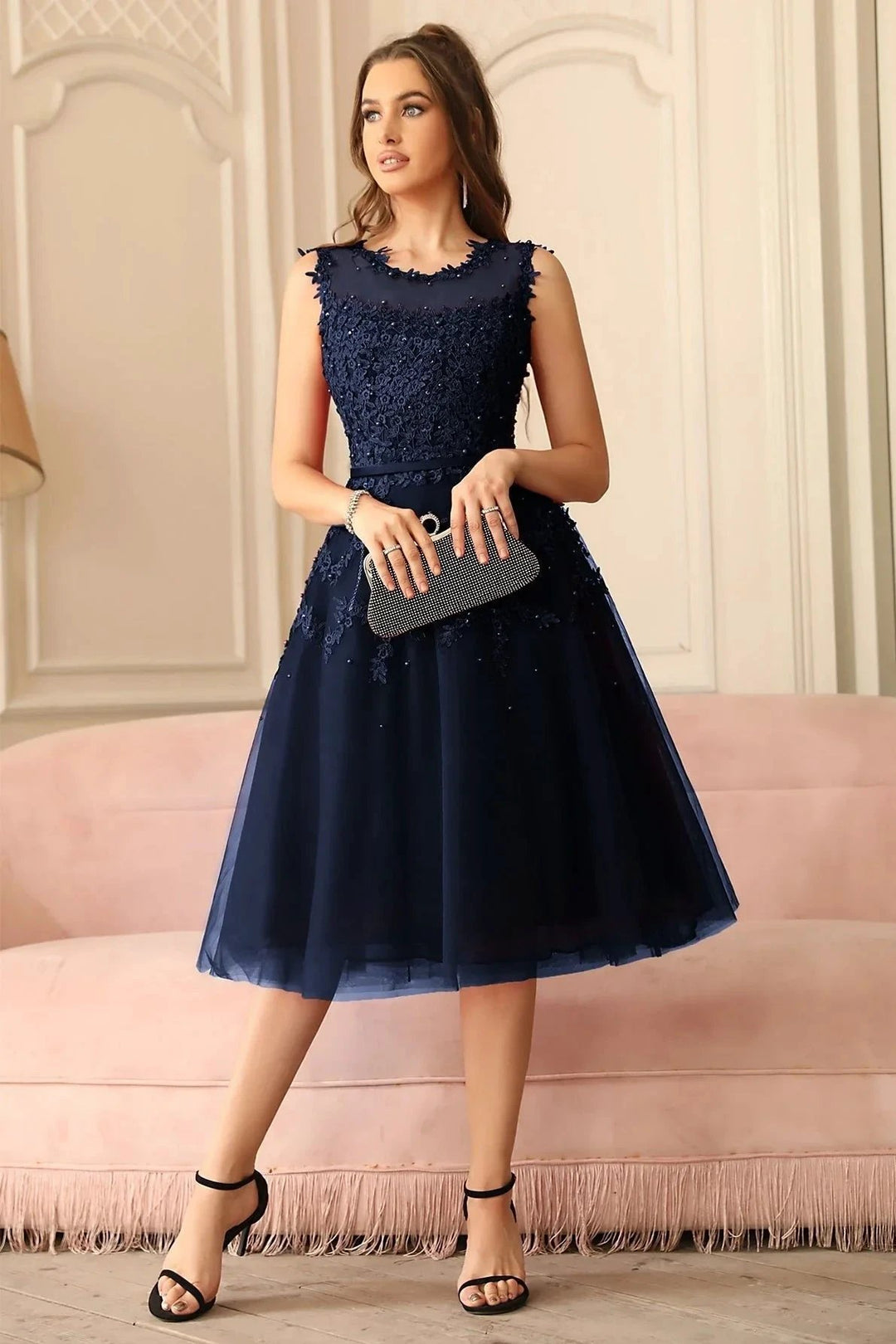 Amazing A-Line Scoop Sleeveless Lace Short Bridesmaid Dresses by misshow.com